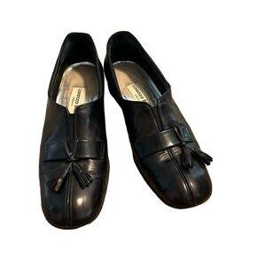 Lorenzo Banfi Black Leather Tassel Loafers EU 37.5 Women’s Italy Classic Slip-On